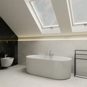 Freistehende Badewanne OKLAHOMA, oval (1700×800×590 mm), 254 Liter, glänzend, weiß