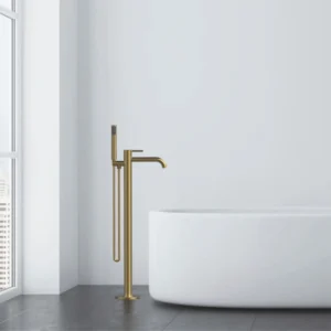 Freistehender Badewannenhahn ORION mit Handbrause (Höhe: 955 mm), 1 Hebel, gebürstet, gold