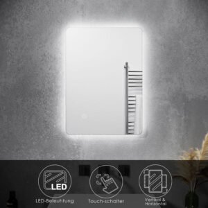 Badezimmer LED Spiegel Badspiegel mit Beleuchtung Touchschalter 50x70cm GTBM0875 Angebotspreis