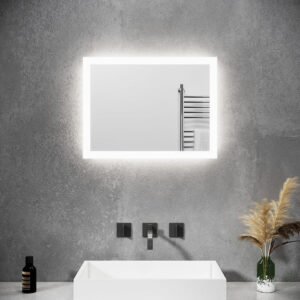 Badspiegel mit LED Beleuchtung Wandspiegel Badezimmerspiegel Lichtspiegel 60x50 cm