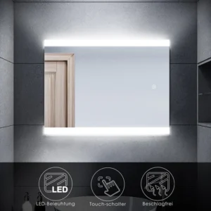 Badezimmer LED Spiegel Badspiegel mit Beleuchtung Touchschalter 60x80cm GTBM1086